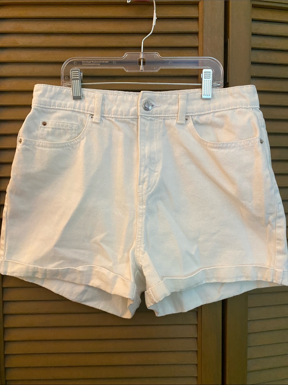 Primark White High-Rise Denim Shorts